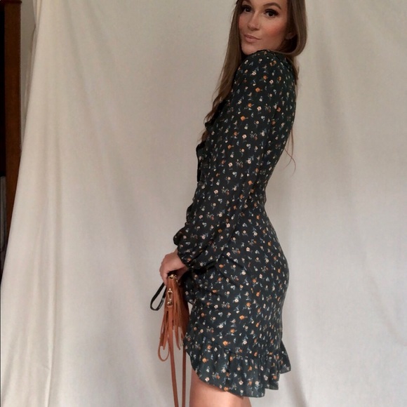 Floral Wrap Mini Babydoll Dress - Picture 12 of 16